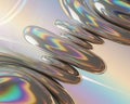 Abstract liquid chrome forms with iridescent rainbow reflections and soft pastel gradient background creating a futuristic and Royalty Free Stock Photo