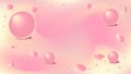 Abstract pink powder background with wave gradient, three-dimensional sphere, circle and abstract spots.