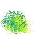 Abstract liquid green drip splatter silhouette on white