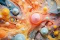 Abstract liquid inks pastel colours mixed with micro-organisms like molds and mosh