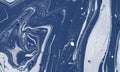 Abstract liquid marble painting background print with navy color