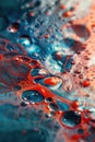Abstract liquid pattern with vivid splashes of red, blue, and white, showcasing a vibrant energetic motion Royalty Free Stock Photo