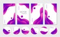 Abstract liquid purple stories templates and highlight cover icons for social media. Vector fluid gradient backgrounds