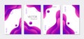 Abstract liquid purple vertical stories templates for social media. Vector organic backgrounds for instagram highlights