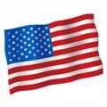 State waving flag of the United States of America. Flat raster illustration.