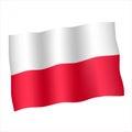 State waving flag of the Poland. White and red national colors.