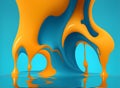 Abstract liquid shape, Fluid design. Isolated gradient waves with geometric lines, dots. Vector illustration, generative using ai Royalty Free Stock Photo