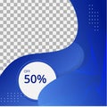 Abstract liquid shapes sales background. Trendy gradient fluid design. discount 50% off, Sale banner social media template design Royalty Free Stock Photo