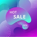 Abstract liquid shapes sales background. Trendy gradient fluid design. hot sale, 50% off. Sale banner social media template design Royalty Free Stock Photo