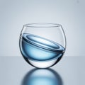 Abstract liquid sphere within a clear glass bowl reflecting light and shadow, AI Generated Royalty Free Stock Photo