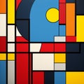 Abstract Lithograph In The Style Of De Stijl: Digitally Enhanced Mid-century Illustration