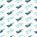 Abstract Lizard Outline Silhouette Vector Graphic Seamless Pattern