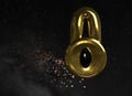 Abstract lock with black eye in space background 3d illustration