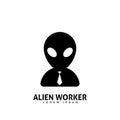 Abstract Logo of Alien worker. Isolated Vector Illustration