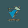 Abstract logo with blue and orange wavelike triangles Royalty Free Stock Photo