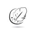 Abstract logo for business company. Black and White Feather. Vector icon Royalty Free Stock Photo