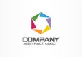 Abstract logo for business company. Corporate identity design element. Camera diaphragm, shutter, focus, photo studio Royalty Free Stock Photo