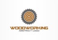Abstract logo for business company. Corporate identity design element. Saw, woodworking, wood material logotype idea