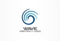 Abstract logo for business company. Eco ocean, nature, whirlpool, spa, aqua swirl Logotype idea. Water wave, spiral Royalty Free Stock Photo