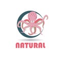 Abstract logo for business company. Pink Octopus. Color