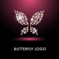Abstract logo with butterfly character.