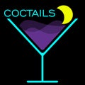 abstract logo of a cocktail with a slice of lemon in the form of a moon on a dark background Royalty Free Stock Photo