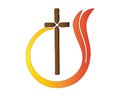 Abstract logo Cross flame religion catholic symbol vector Royalty Free Stock Photo