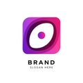 Abstract Gradient Square Logo with Oval Shape and Central Dot image photo Royalty Free Stock Photo