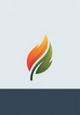 An abstract logo design with a stylized flame and leaf. The flame is Royalty Free Stock Photo