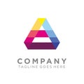 Abstract logo element icon with triangle and letter A concept style. initial A business company logo