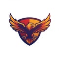 An abstract logo features an eagle with spread wings in a dynamic pose. The eagle, Royalty Free Stock Photo
