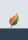 Abstract logo featuring a stylized flame and leaf design. The flame Royalty Free Stock Photo