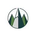 Abstract logo featuring a stylized mountain range within a circular frame Royalty Free Stock Photo