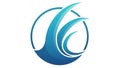 Abstract logo featuring stylized ocean waves within a circular frame Royalty Free Stock Photo