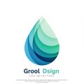 Abstract logo featuring a stylized water droplet composed of layered, translucent Royalty Free Stock Photo