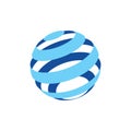 Abstract logo of a globo made of blue stripes on a white background