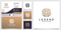 Abstract logo with golden creative line concept and business card design template Premium Vector