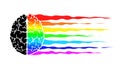 Abstract logo with the human brain as a flag of LGBT. Rainbow as a symbol of the community.