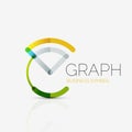 Abstract logo idea, linear chart or graph business icon. Creative logotype design template Royalty Free Stock Photo