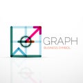 Abstract logo idea, linear chart or graph business icon. Creative logotype design template Royalty Free Stock Photo