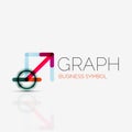 Abstract logo idea, linear chart or graph business icon. Creative logotype design template