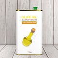 Abstract Logo Olive Oil Extra Virgin Metal Can. 3d Rendering