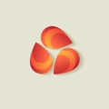 Abstract logo. 3 orange drops, Isolated on a light background.