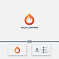 Abstract logo shaped red flame and drop oil