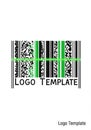 Abstract logo template featuring a combination of black and green vertical barcode lines intersperse Royalty Free Stock Photo