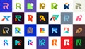 Abstract logos collection with letter R