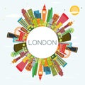 Abstract London Skyline with Color Buildings and Copy Space. Royalty Free Stock Photo