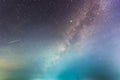 Abstract long exposure of milky way in the night sky background