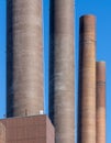 Abstract looking chimneys of the power plant of a large factory