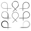 Abstract loop design. Multiple line styles vector. Black and white graphic. Artistic circular elements.